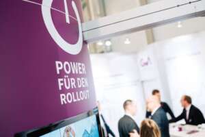 Tradeshow communication for smart energy startup GWAdriga - brandclaim 'Power für den Rollout'