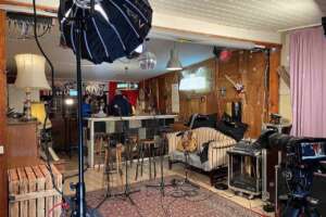 SetUp for livestreaming session in band studio, Berlin