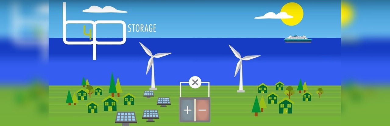 Visual from explainer video - landscape windmills redox flow battery